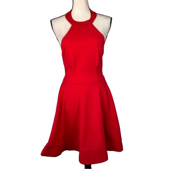 B. Darlin Red Halter Neckline Fit and Flare Sleeveless Mini Dress 5/6 - Picture 1 of 12